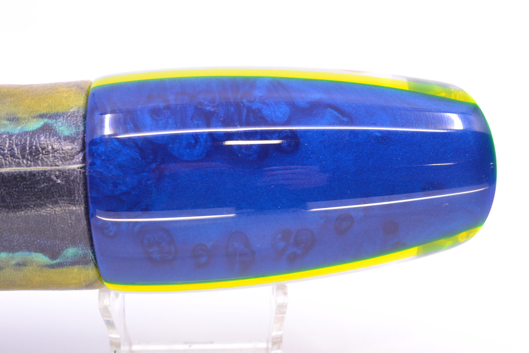 Koya Lures White Pearl Blue-Yellow Back Red Eyes Large Poi Dog 16" 13.5oz ALV Vinyl