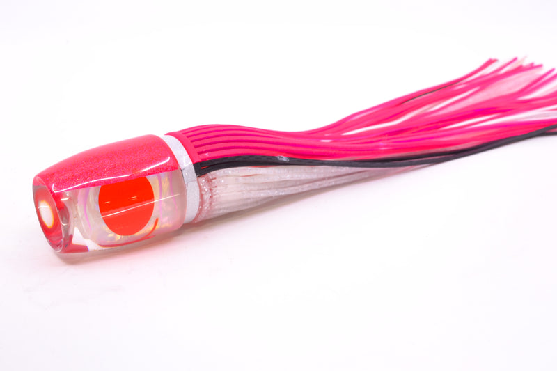 Amaral Lures White Iridescent Pearl Light Pink Stripes Pink Back Jararaca 12" 4oz