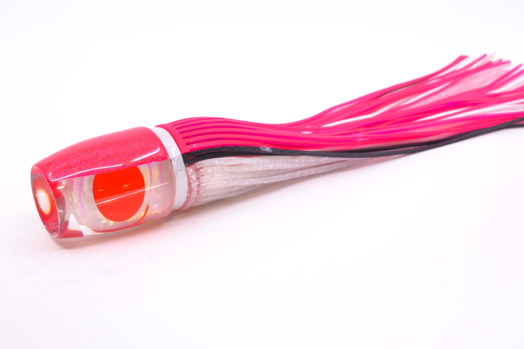 Amaral Lures White Iridescent Pearl Light Pink Stripes Pink Back Jararaca 12" 4oz