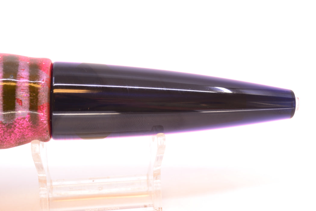 Moyes Lures Silver Aurora Black-Pink Back Ono Rocket 9" 8oz Skirted Pink Aurora