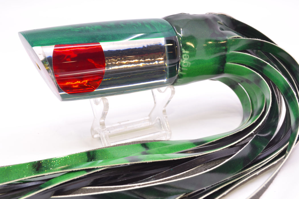 Koya Lures Mirrored Green Back Red Eyes Large 614 14" 9oz Fire Tailz Vinyl Green Tiger