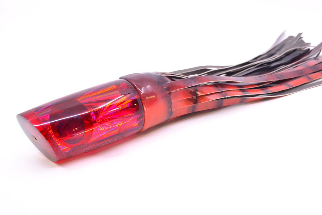 Koya Lures Red Rainbow Starburst JP Large Lunger 14" 10oz Fire Tailz Vinyl Red Tiger GZE