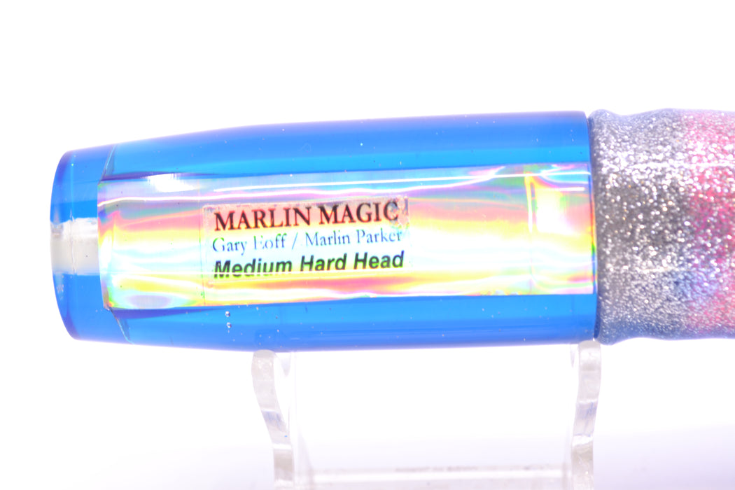 Marlin Magic Clear Mirrored Blue Back Medium Hard Head 9" 5oz Skirted Blue-Silver/Pink