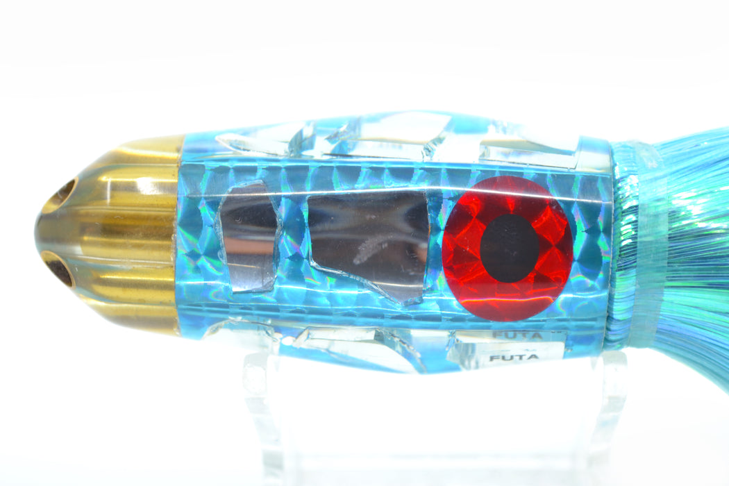 Futa Lures Ice Blue Rainbow Cracked Glass 4-Hole Stinger Bullet 9" 7.2oz Strobez