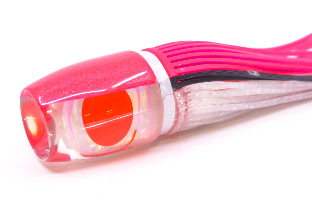 Amaral Lures White Iridescent Pearl Light Pink Stripes Pink Back Jararaca 12" 4oz