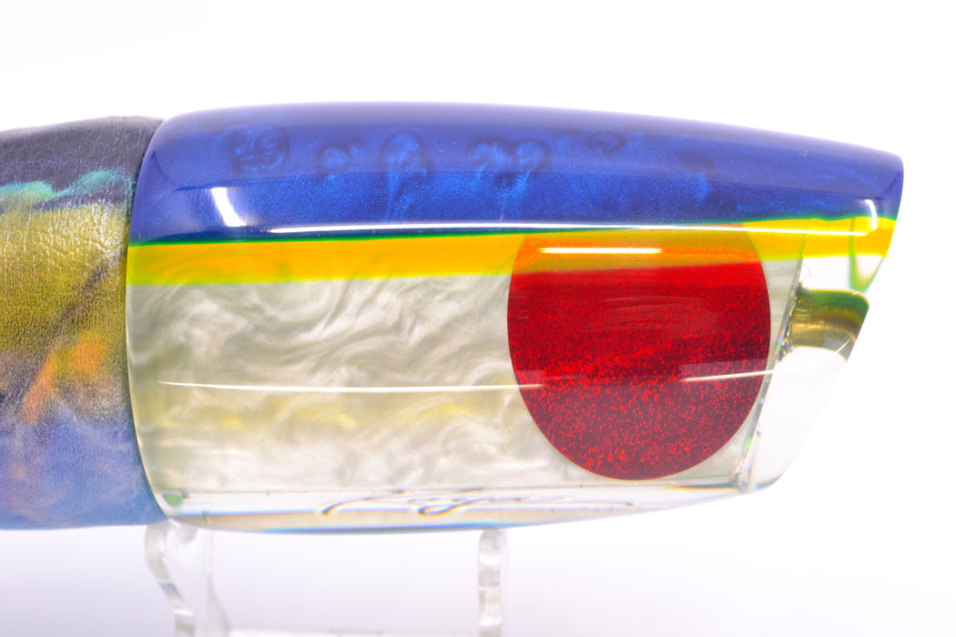 Koya Lures White Pearl Blue-Yellow Back Red Eyes Large Poi Dog 16" 13.5oz ALV Vinyl