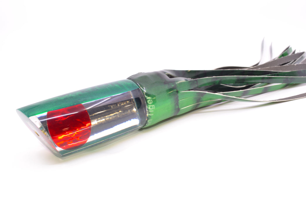 Koya Lures Mirrored Green Back Red Eyes Large 614 14" 9oz Fire Tailz Vinyl Green Tiger
