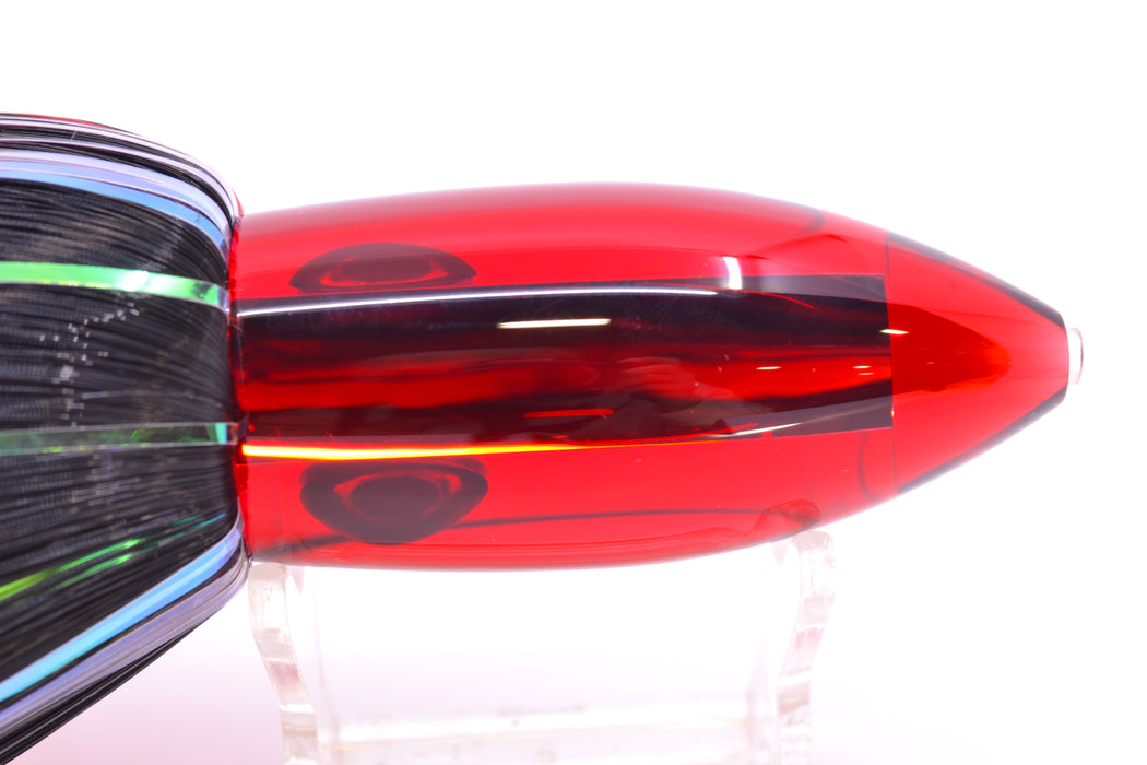 Moyes Lures Red Mirrored Medium Ono Bullet 9" 5.5oz Skirted Black-Red Hair