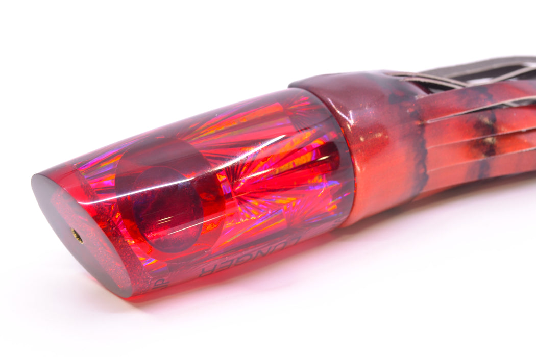 Koya Lures Red Rainbow Starburst JP Large Lunger 14" 10oz Fire Tailz Vinyl Red Tiger GZE