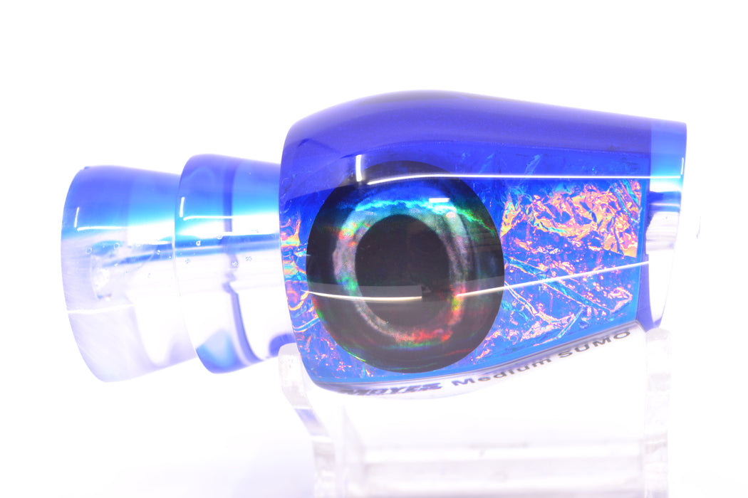 Moyes Lures Blue-Pink Dichro Blue Back Taxi Eyes Medium Sumo 12" 3.7oz