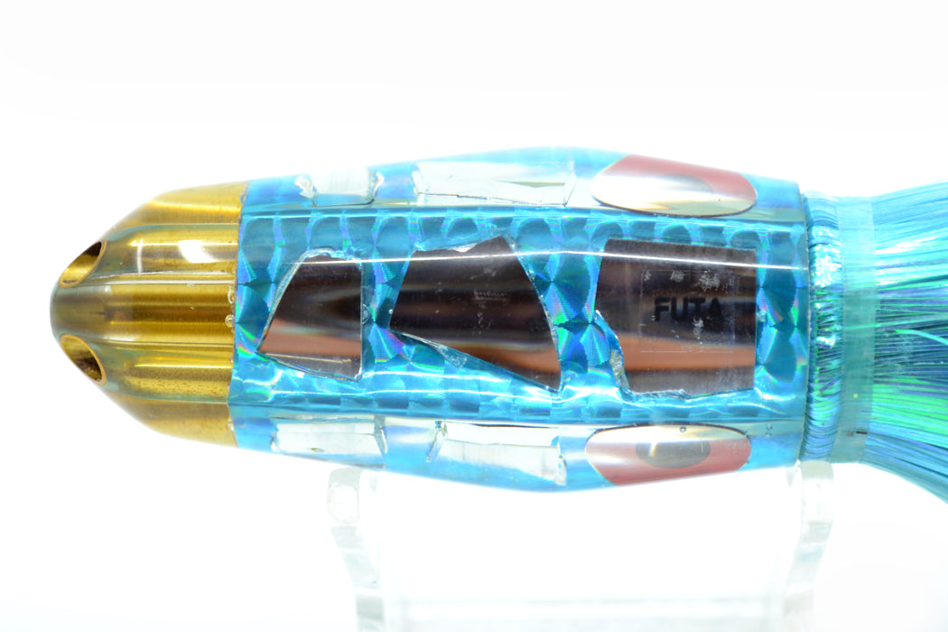 Futa Lures Ice Blue Rainbow Cracked Glass 4-Hole Stinger Bullet 9" 7.2oz Strobez
