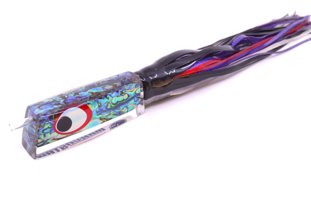 Marlinstar Paua Shell Lead Medium Tomahawk FMJ 9"+ 11.4oz Skirted Black Skipjack/Purple GZE