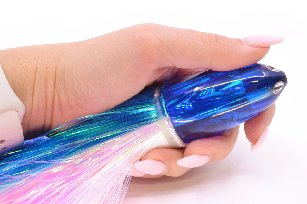 Ali'i Kai Lures Blue Rainbow Starburst UFO Jet 9"+ 6.5oz Strobez Blue-White/Pink