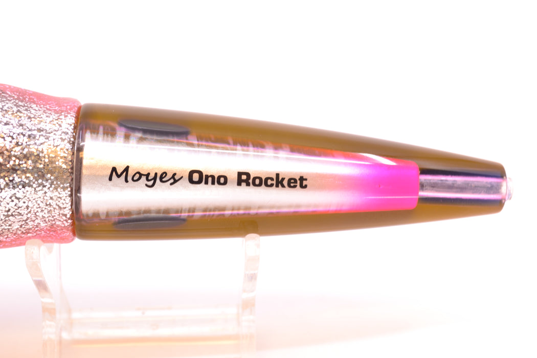 Moyes Lures Silver Aurora Black-Pink Back Ono Rocket 9" 8oz Skirted Pink Aurora