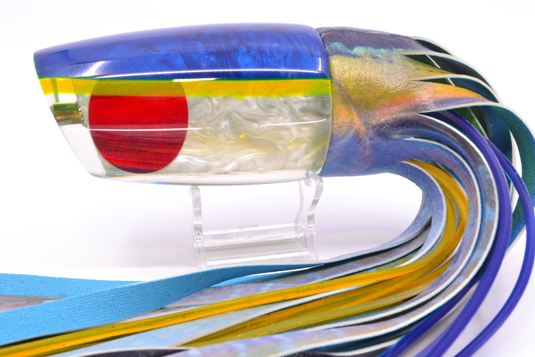 Koya Lures White Pearl Blue-Yellow Back Red Eyes Large Poi Dog 16" 13.5oz ALV Vinyl