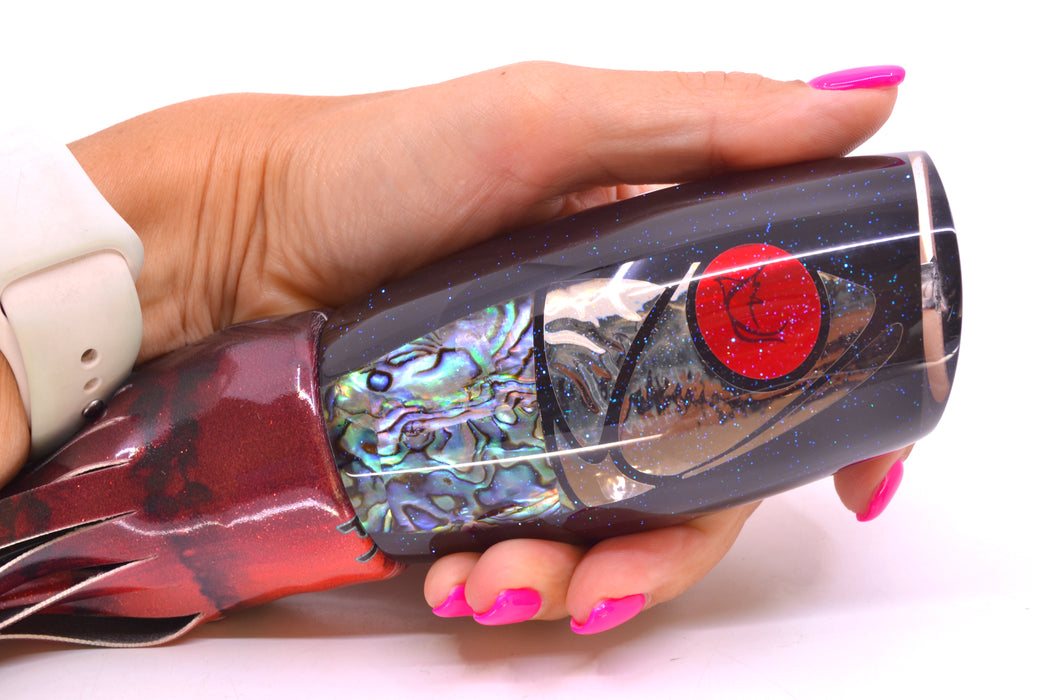 Bonze Lures Hydra Silver-Paua Fish Red Eyes Violator 14" 14.6oz Fire Tailz Vinyl Red Tiger