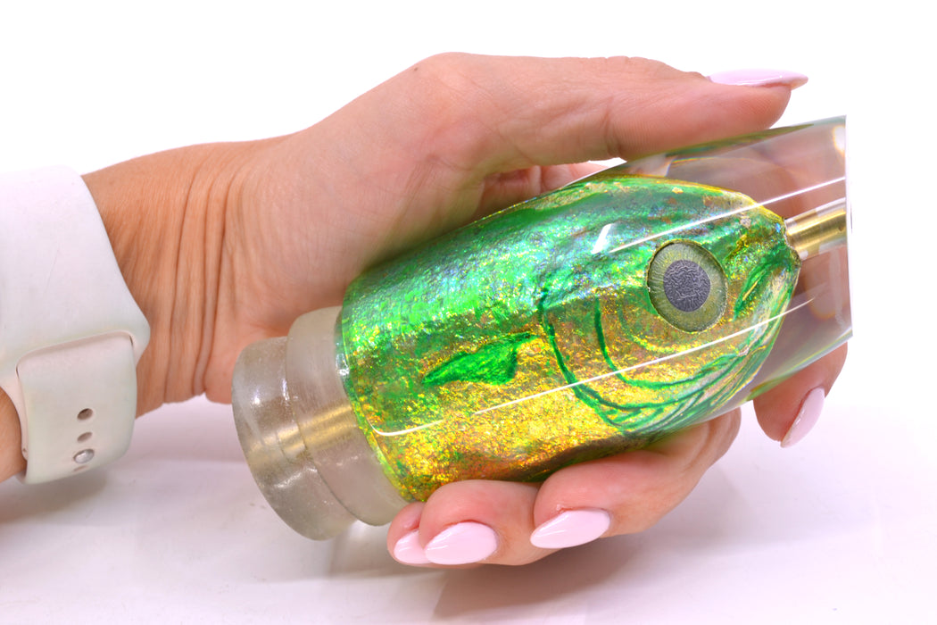 Joe Yee by KEGZ-Niiyama Collab Green-Gold Mahi Fish Head #1 Super Plunger 14" 7.2oz
