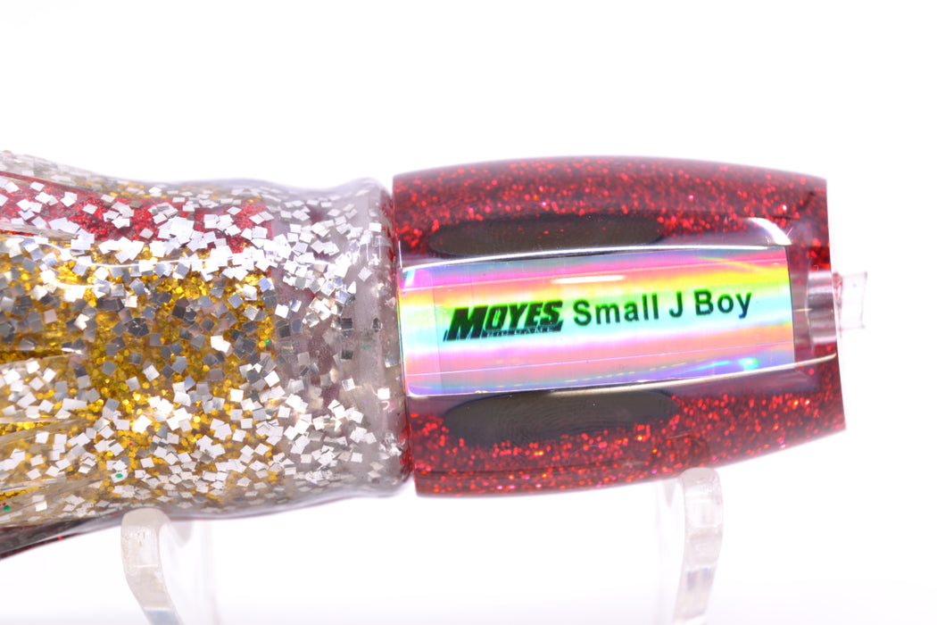 Moyes Lures Rainbow MOP Black-Red Back Taxi Eyes Small J-Boy 9" 3.5oz Skirted Evil