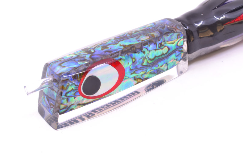 Marlinstar Paua Shell Lead Medium Tomahawk FMJ 9"+ 11.4oz Skirted Black Skipjack/Purple