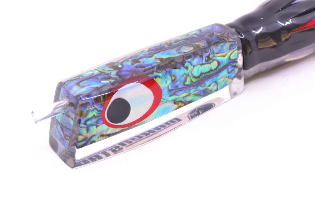 Marlinstar Paua Shell Lead Medium Tomahawk FMJ 9"+ 11.4oz Skirted Black Skipjack/Purple GZE