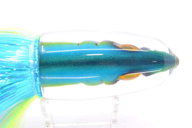 Tsutomu Lures Blue-Yellow-Silver Fish Head Benchmark Bullet 12" 8oz EZ Flash