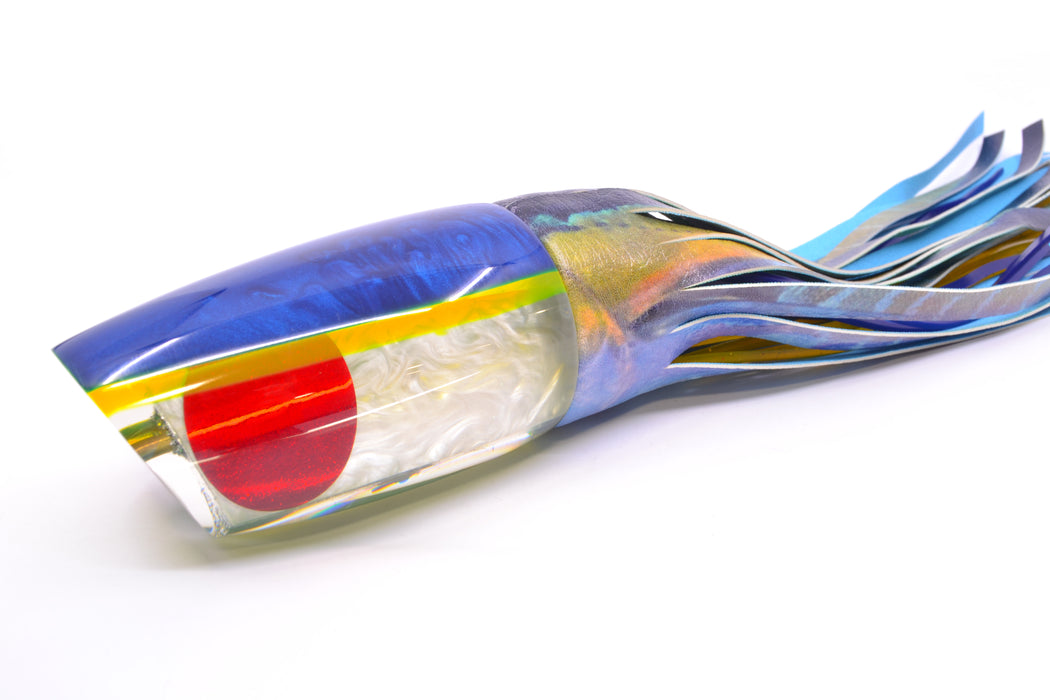 Koya Lures White Pearl Blue-Yellow Back Red Eyes Large Poi Dog 16" 13.5oz ALV Vinyl