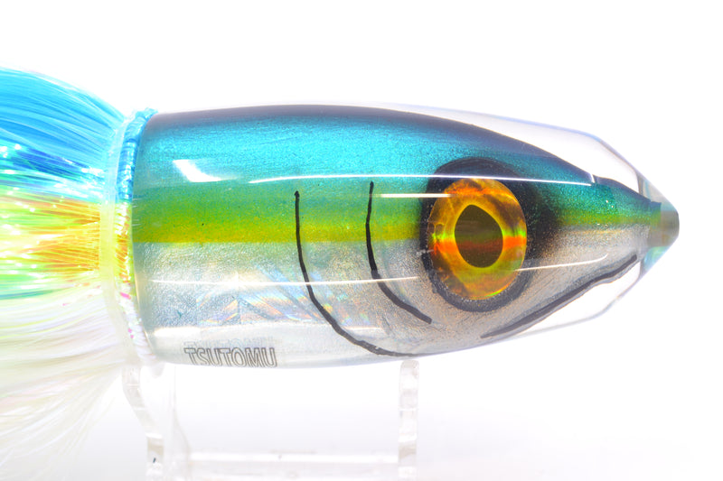 Tsutomu Lures Blue-Yellow-Silver Fish Head Benchmark Bullet 12" 8oz EZ Flash