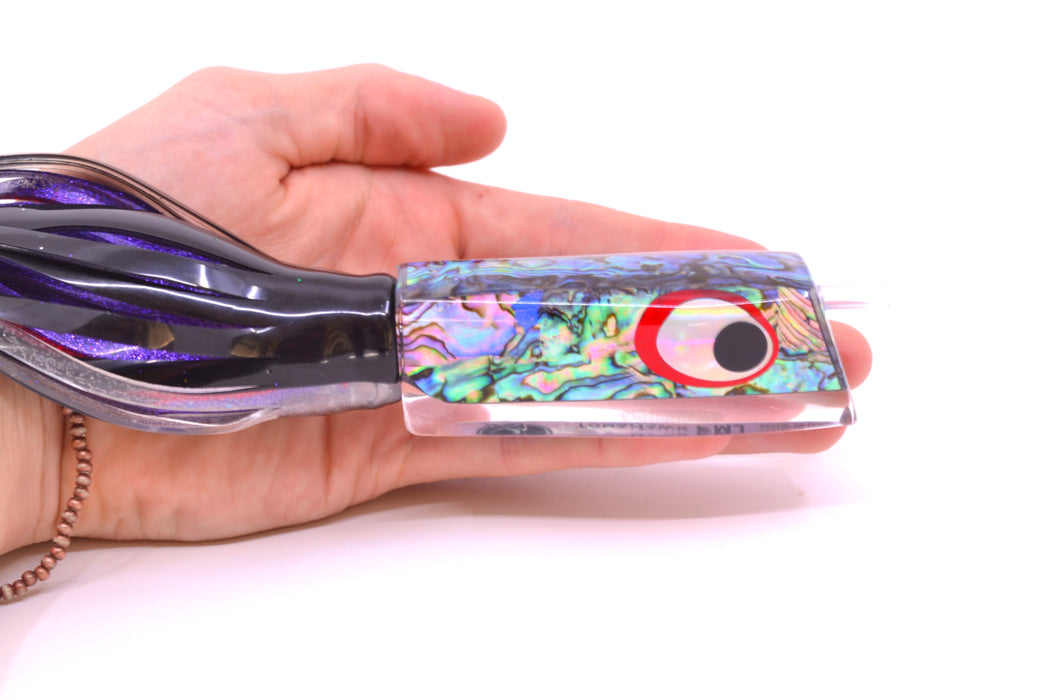 Marlinstar Paua Shell Lead Medium Tomahawk FMJ 9"+ 11.4oz Skirted Black Skipjack/Purple GZE