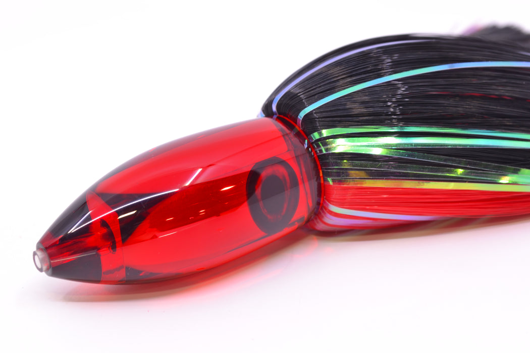 Moyes Lures Red Mirrored Medium Ono Bullet 9" 5.5oz Skirted Black-Red Hair