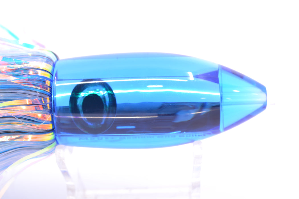 Moyes Lures Blue Mirrored Medium Ono Bullet 9" 5.5oz Skirted Mixed Black-Blue-White Hair