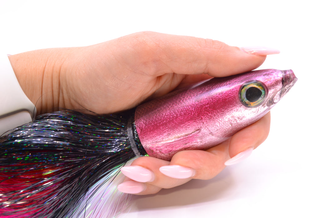 Ali'i Kai Lures Silver-Pink Redbait 9"+ 9.8oz Strobez Black-White/Red-Pink