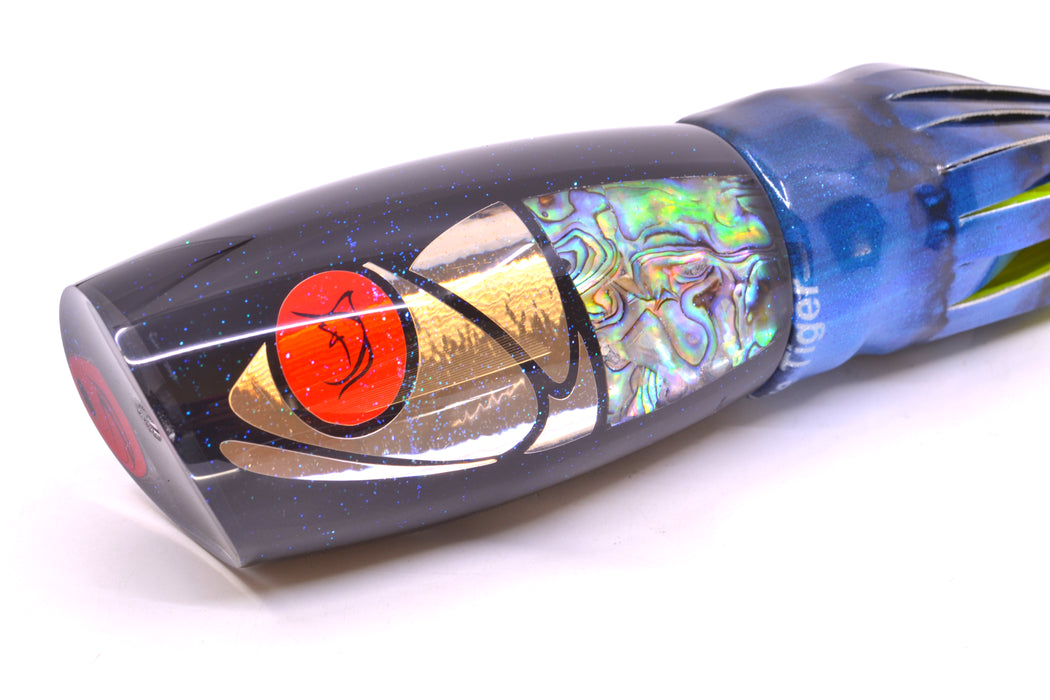 Bonze Lures Hydra Silver-Paua Fish Red Eyes Violator 14" 14.6oz Fire Tailz Vinyl Blue Tiger