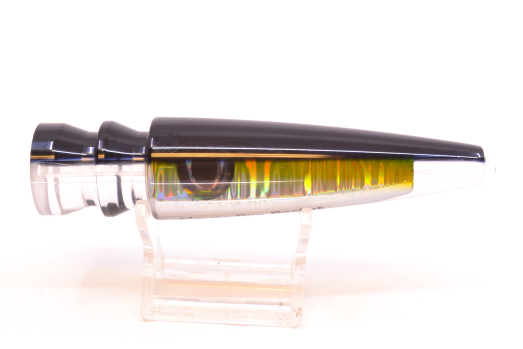 Moyes Lures Yellow-Silver Aurora Black Back Taxi Eyes Ono Rocket 9" 5oz