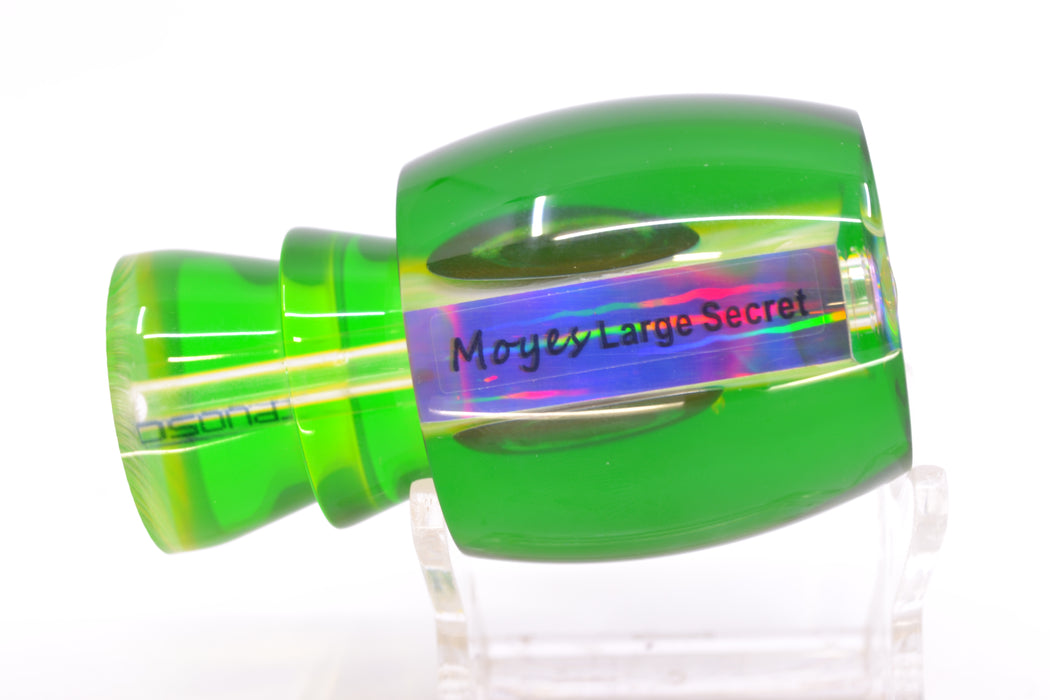 Moyes Lures White MOP Green-Yellow Back Taxi Eyes Large Secret 12" 3oz GZE