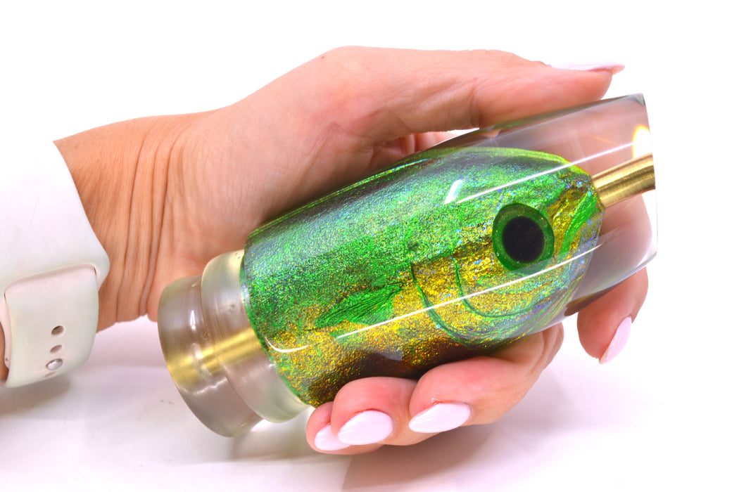 Joe Yee by KEGZ-Niiyama Collab Green-Gold Mahi Fish Head #2 Super Plunger 14" 7.2oz