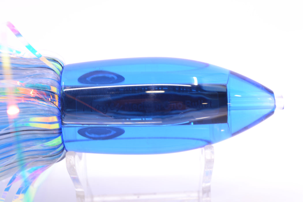 Moyes Lures Blue Mirrored Medium Ono Bullet 9" 5.5oz Skirted Mixed Black-Blue-White Hair