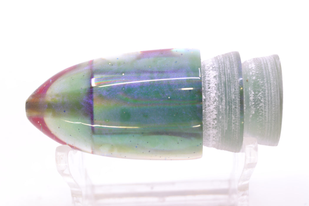 Bomboy Lures White Abalone Green Back Black-Silver-Red Eyes Baby Bomb 9" 2.8oz