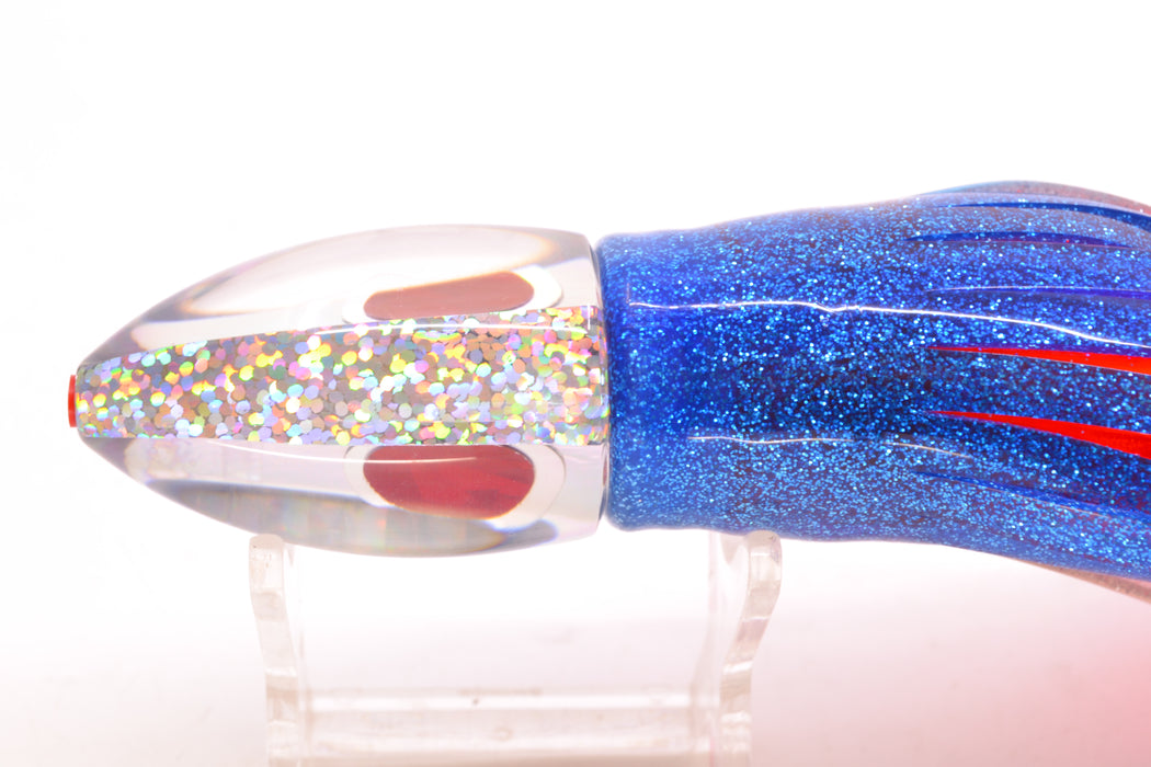 Aloha Lures Silver Rainbow Red-Silver Eyes Uncle Moe 9" 5oz Skirted Blue-Silver/Orange-Pink