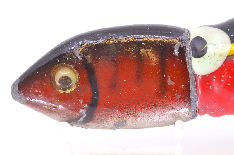 Bomboy Lures Black-Red Lead Fish Head Ono Bullet 9" 15oz Skirted Black-Yellow-Red Used Pre-Owned