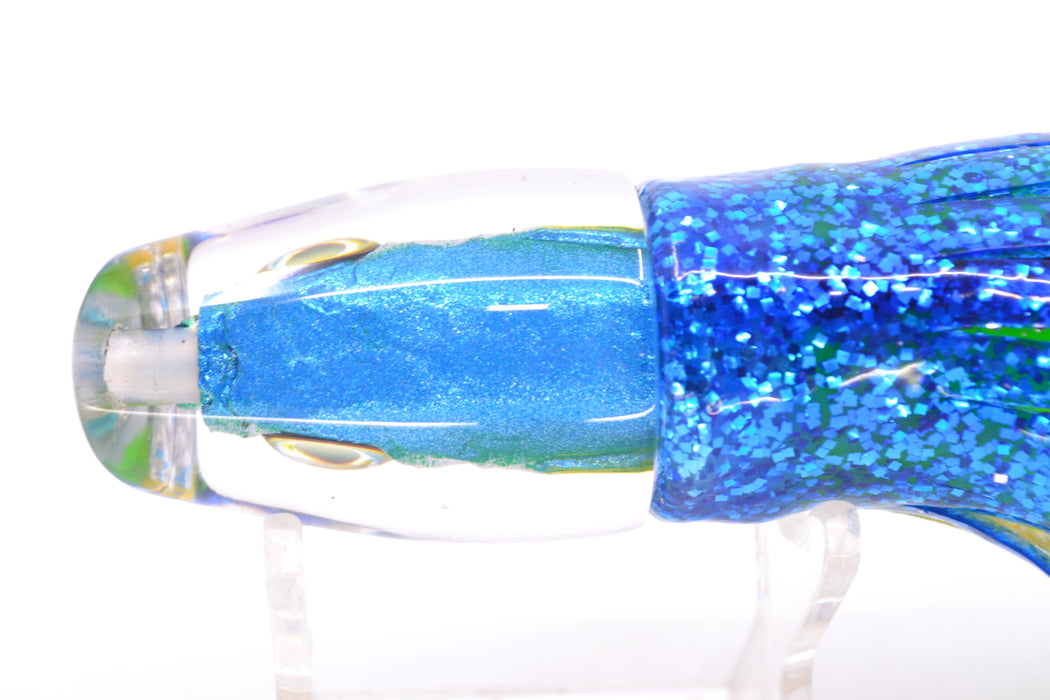 Aloha Lures Ice Blue-Green Back Malolo Dink Bait 9" 3oz Skirted Blue-Yellow Stripe-Silver