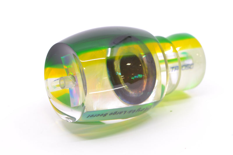 Moyes Lures White MOP Green-Yellow Back Taxi Eyes Large Secret 12" 3oz