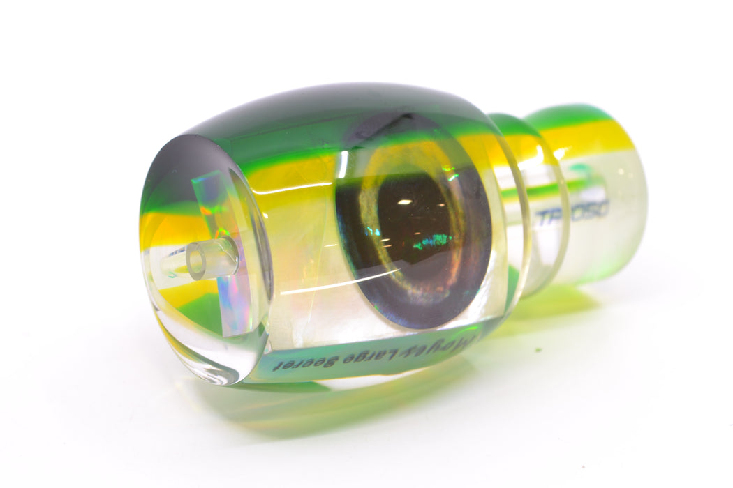 Moyes Lures White MOP Green-Yellow Back Taxi Eyes Large Secret 12" 3oz GZE