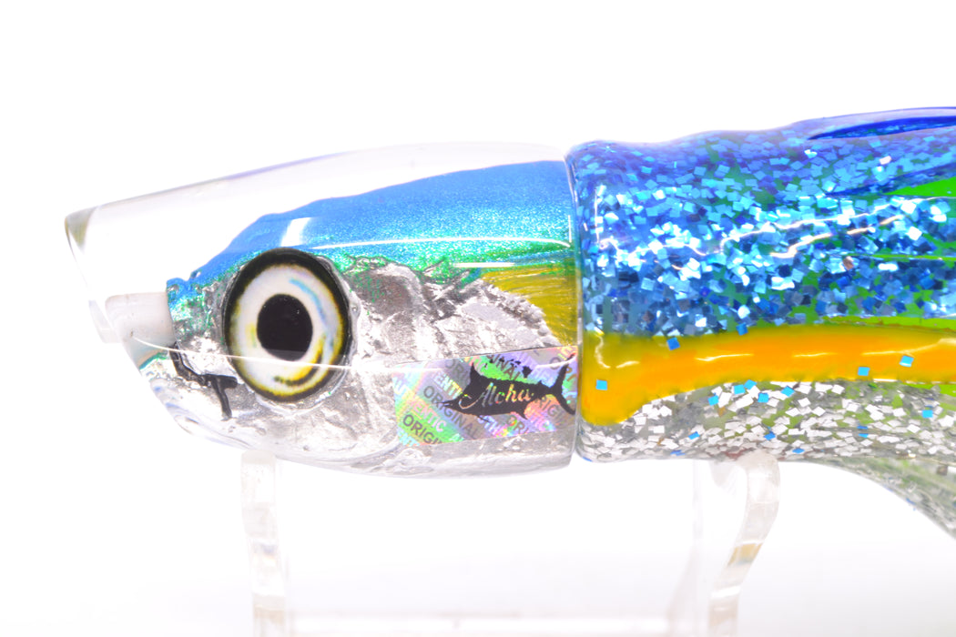 Aloha Lures Ice Blue-Green Back Malolo Dink Bait 9" 3oz Skirted Blue-Yellow Stripe-Silver