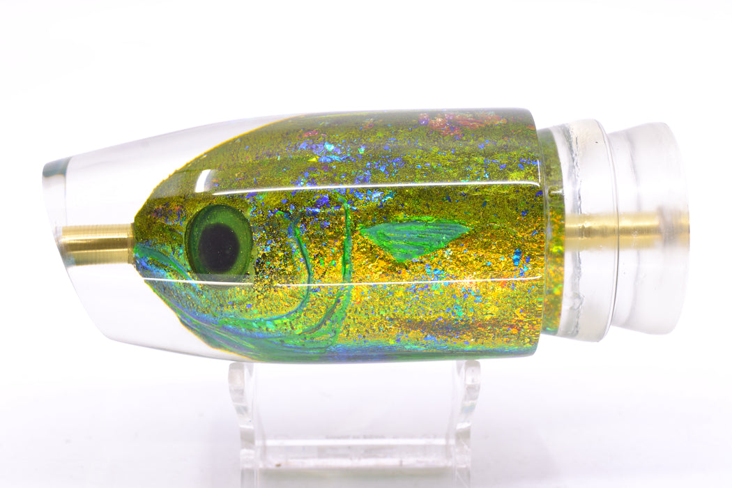 Joe Yee by KEGZ-Niiyama Collab Green-Gold Mahi Fish Head #3 Super Plunger 14" 7.2oz