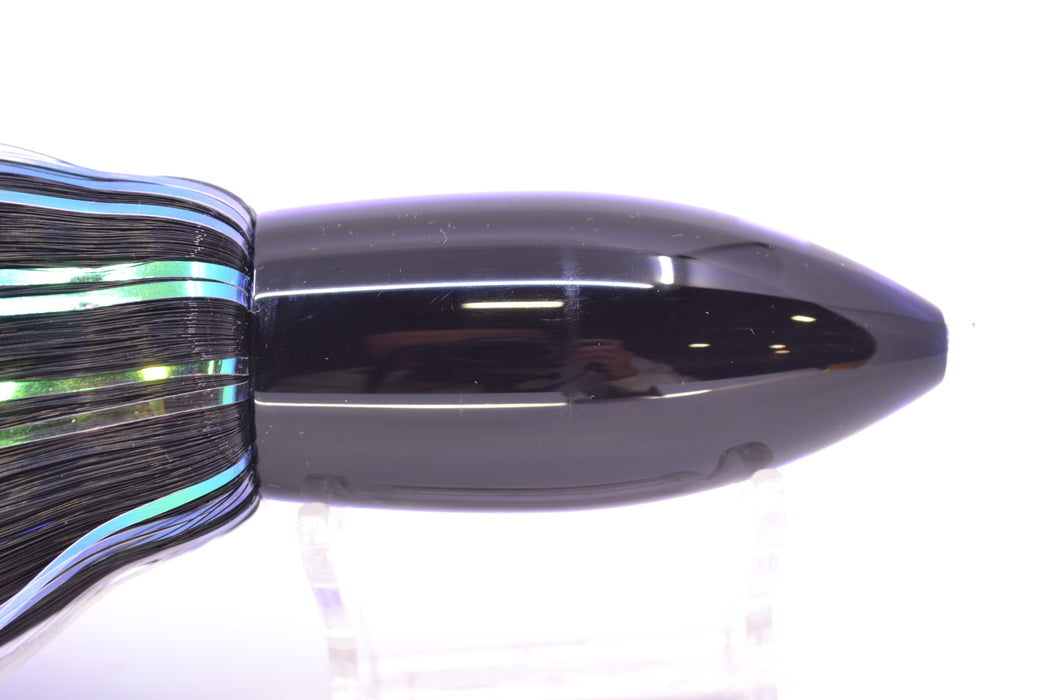 Moyes Lures Purple Mirrored Black Back Medium Ono Bullet 9" 5.5oz Skirted Black-Purple Hair