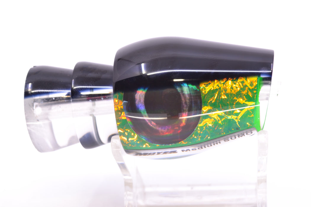 Moyes Lures Green-Orange Dichro Black Back Taxi Eyes Medium Sumo 12" 3.7oz