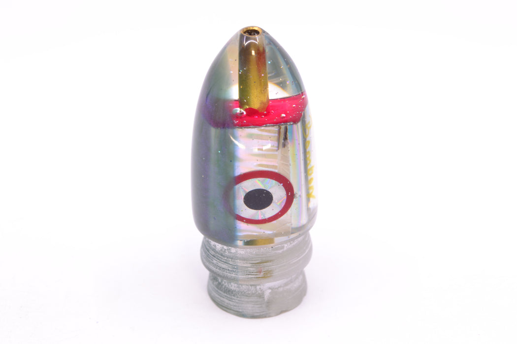 Bomboy Lures White Abalone Green Back Black-Silver-Red Eyes Baby Bomb 9" 2.8oz