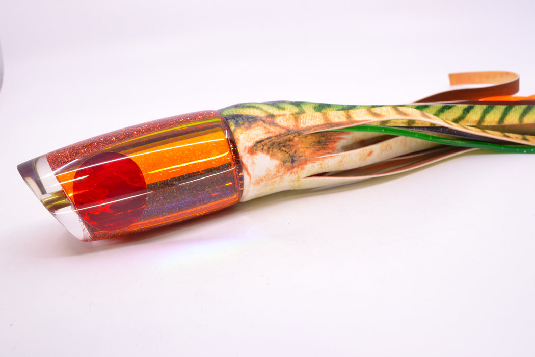 Koya Lures Orange Rainbow Red Eyes Medium Poi Dog 14" 10oz ALV Vinyl Mackerel