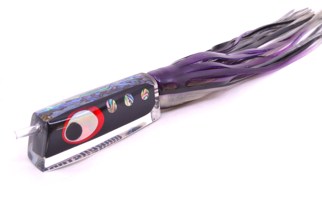 Marlinstar Black-Paua Shell Dots Lead Medium Tomahawk FMJ 9"+ 11.4oz Skirted Skipjack GZE