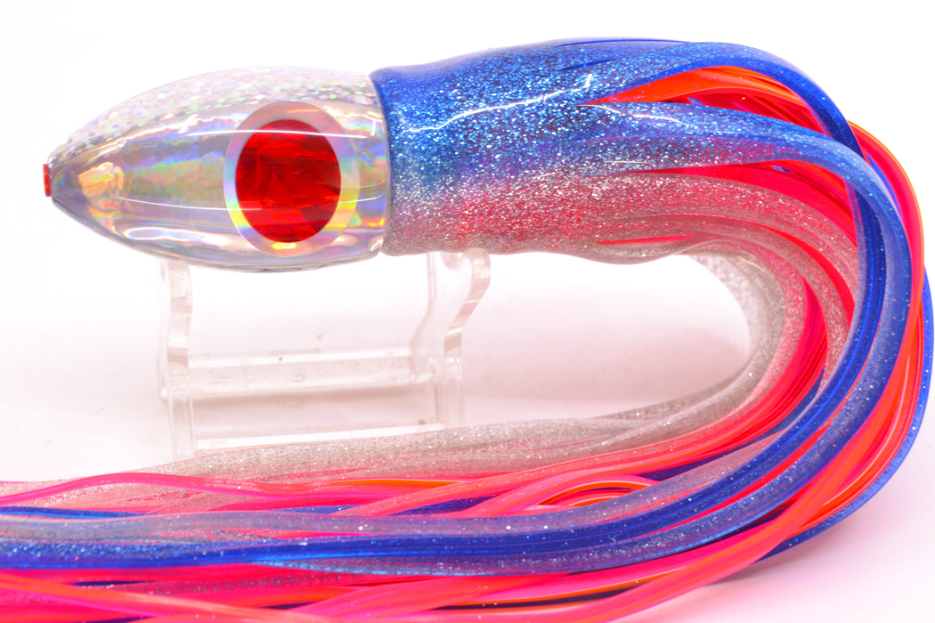 Aloha Lures Silver Rainbow Red-Silver Eyes Uncle Moe 9" 5oz Skirted Blue-Silver/Orange-Pink